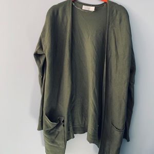 Time and Tru Army Green Cardigan